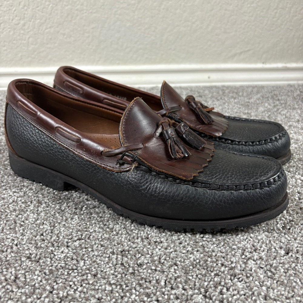 Allen Edmonds Nashua Loafers Mens 11.5 D Black Brown Leather  Tassel Slip On